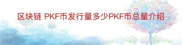 区块链 PKF币发行量多少PKF币总量介绍