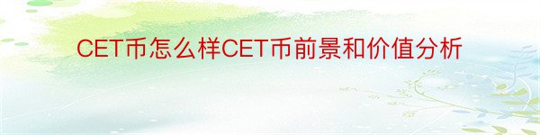 CET币怎么样CET币前景和价值分析