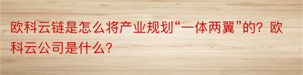 欧科云链是怎么将产业规划“一体两翼”的？欧科云公司是什么？