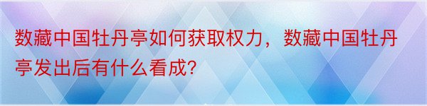 数藏中国牡丹亭如何获取权力，数藏中国牡丹亭发出后有什么看成？