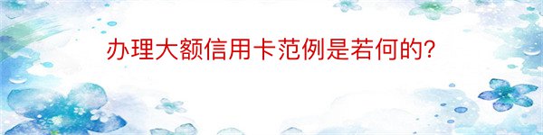 办理大额信用卡范例是若何的？