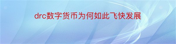 drc数字货币为何如此飞快发展