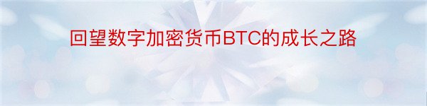 回望数字加密货币BTC的成长之路