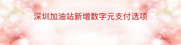 深圳加油站新增数字元支付选项