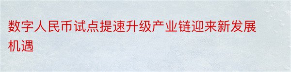 数字人民币试点提速升级产业链迎来新发展机遇