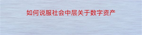 如何说服社会中层关于数字资产