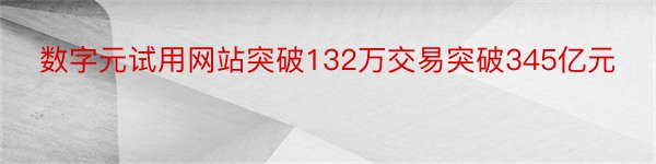 数字元试用网站突破132万交易突破345亿元