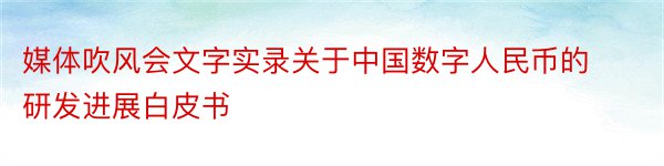 媒体吹风会文字实录关于中国数字人民币的研发进展白皮书