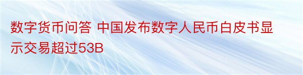 数字货币问答 中国发布数字人民币白皮书显示交易超过53B