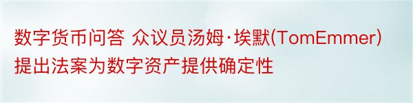 数字货币问答 众议员汤姆·埃默(TomEmmer)提出法案为数字资产提供确定性