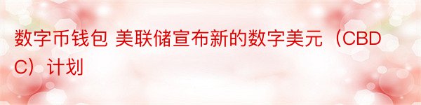 数字币钱包 美联储宣布新的数字美元（CBDC）计划