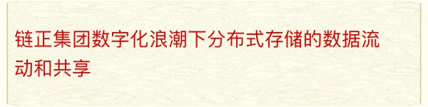 链正集团数字化浪潮下分布式存储的数据流动和共享