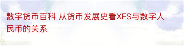 数字货币百科 从货币发展史看XFS与数字人民币的关系