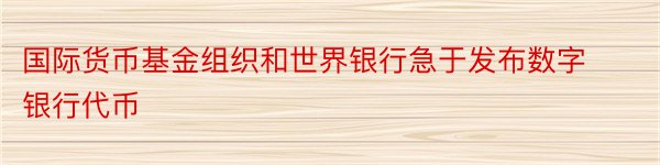 国际货币基金组织和世界银行急于发布数字银行代币