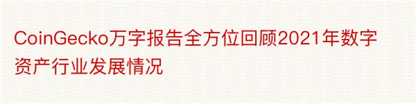 CoinGecko万字报告全方位回顾2021年数字资产行业发展情况